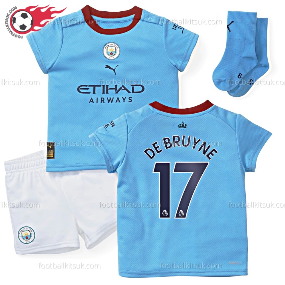Man City Home Kids Bruyne 17 Printing 2022/23 Football Kits Uk