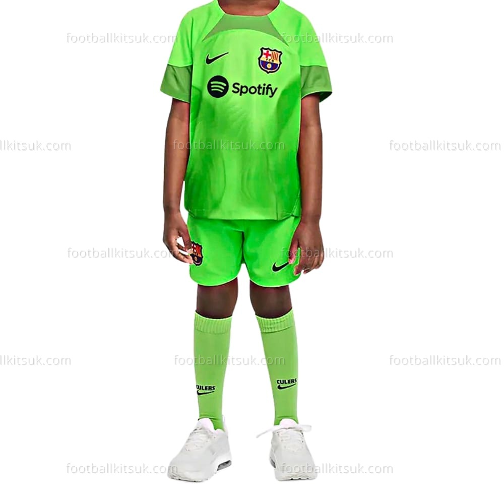 Barcelona Goalkeeper Home Kids 22 23 Football Kits UK (3)