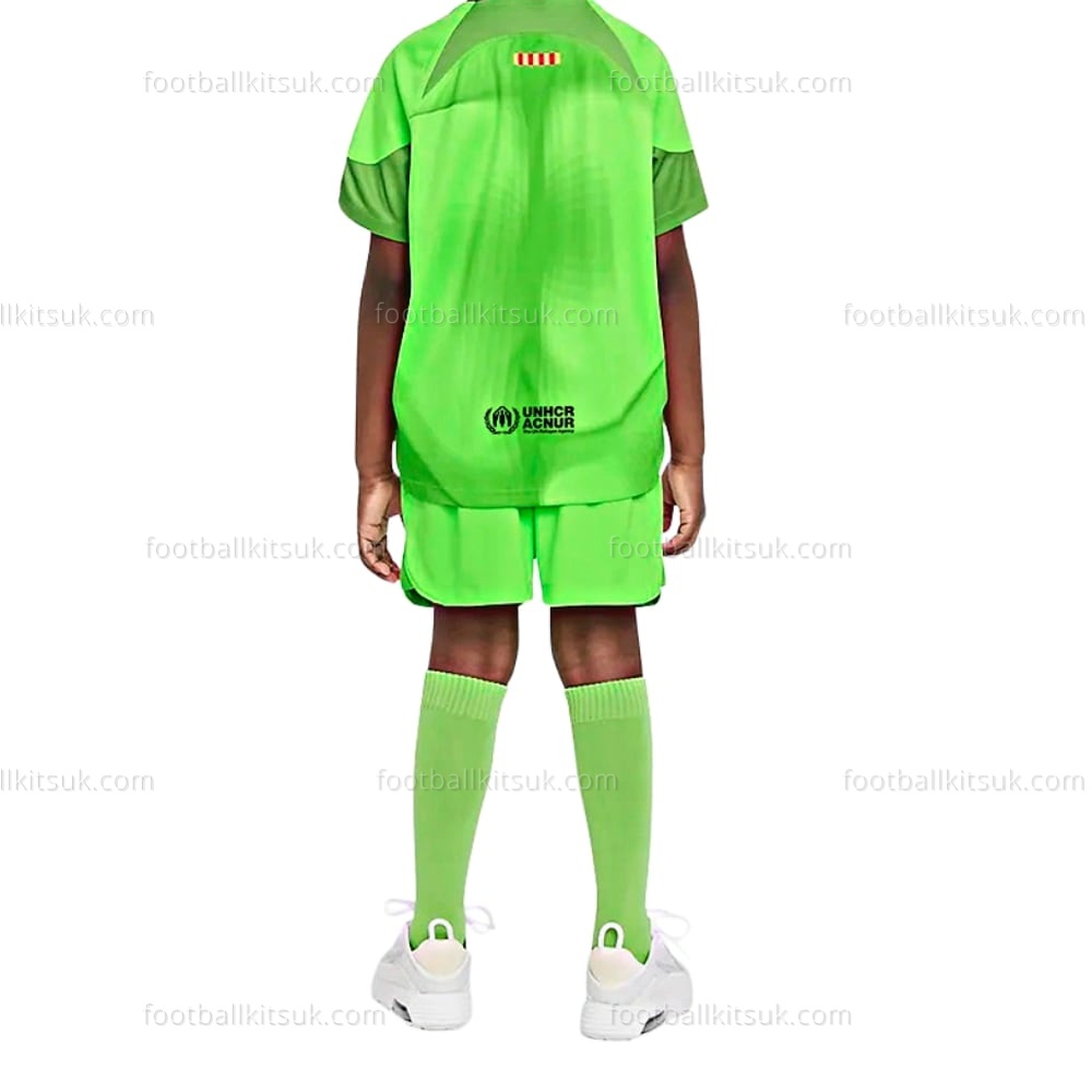 Barcelona Goalkeeper Home Kids 22 23 Football Kits UK (4)