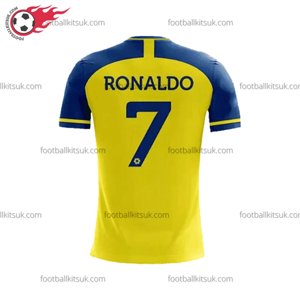 Al Nassr Ronaldo 7 Home 23/24 Football Shirt UK 2 Al Nassr Ronaldo 7 Home 23/24 Football Shirt UK