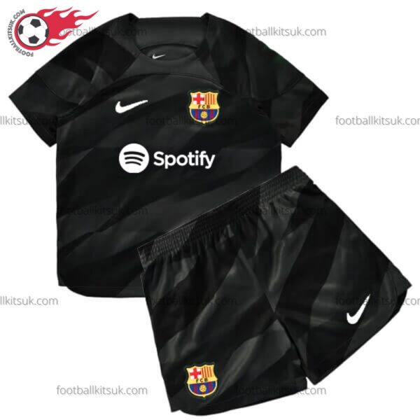 Barcelona Goalkeeper Black 23/24 Kid Football Kits UK