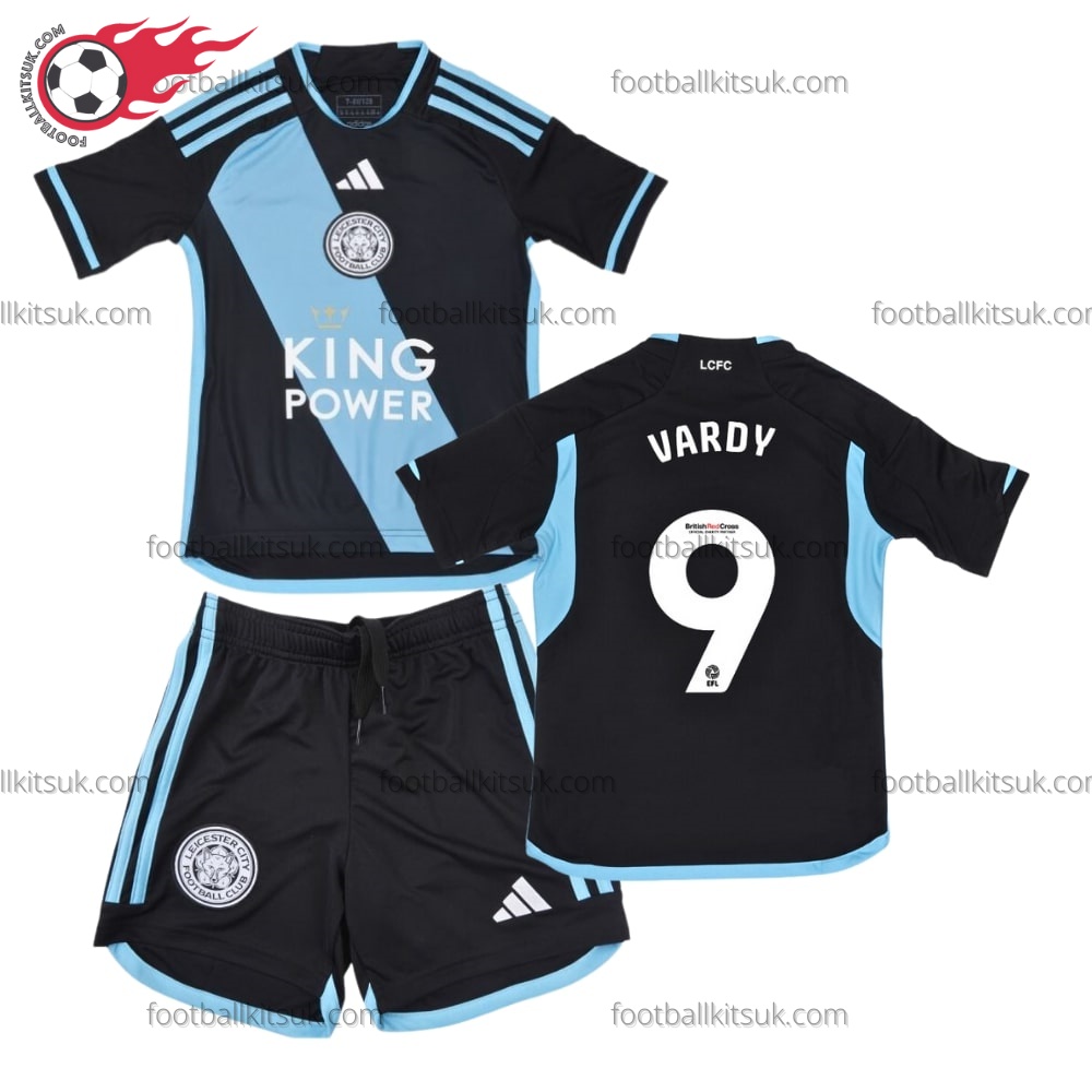 Leicester Vardy 9 Away 23/24 Kid Football Kits UK