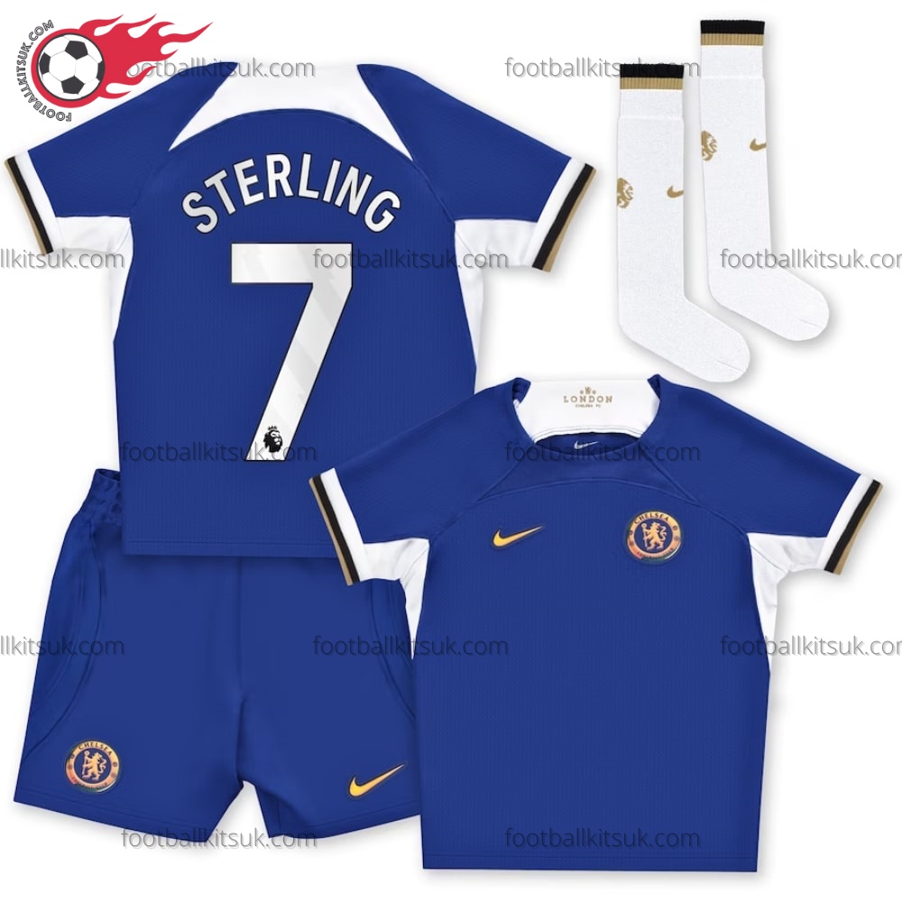 Chelsea Sterling 7 Home 23/24 Kid Football Kits UK