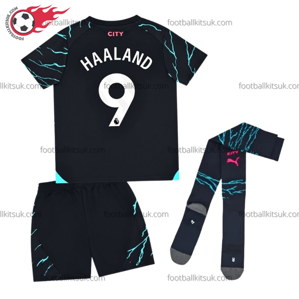 Man City Haaland 9 Third Kids Football Kits UK