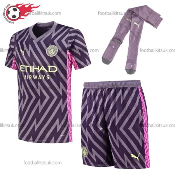 Man City Goalkeeper Purple 23/24 Kid Football Kits UK