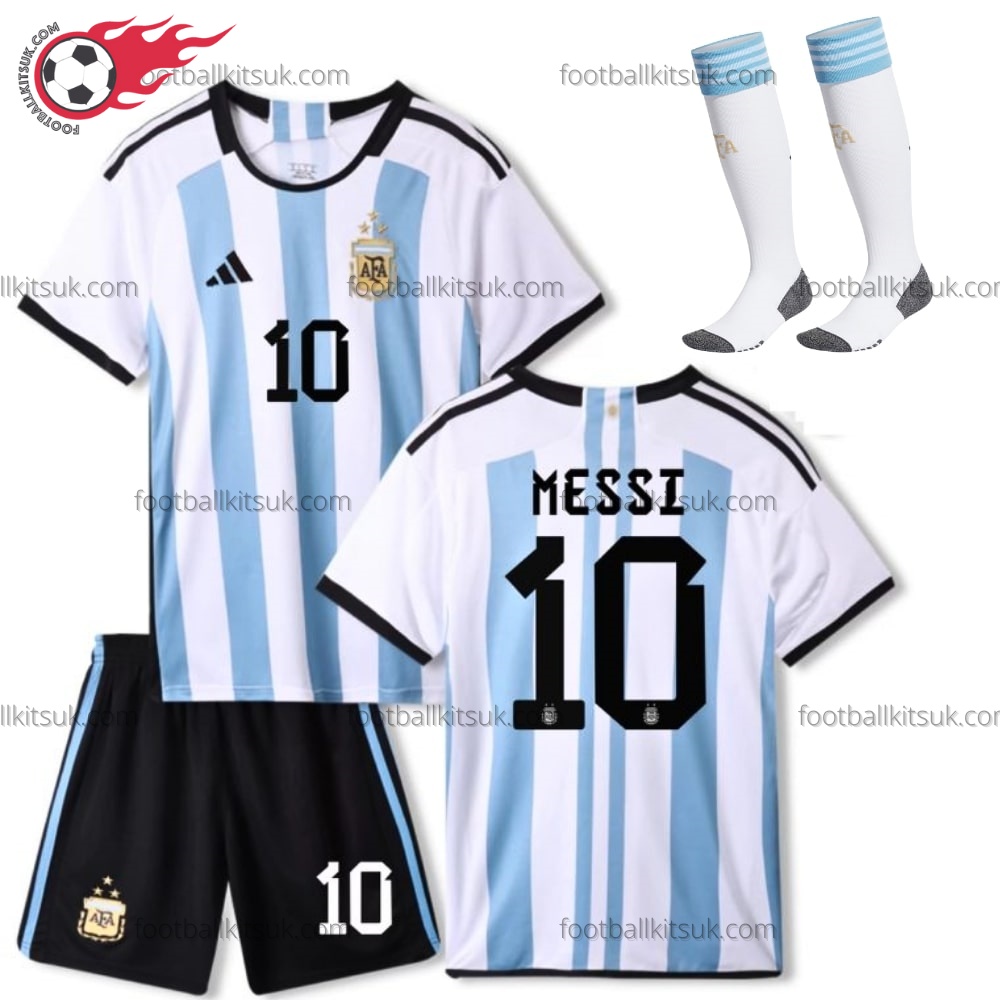 Argentina Messi 10 Home 2022 Kid Football Kits UK