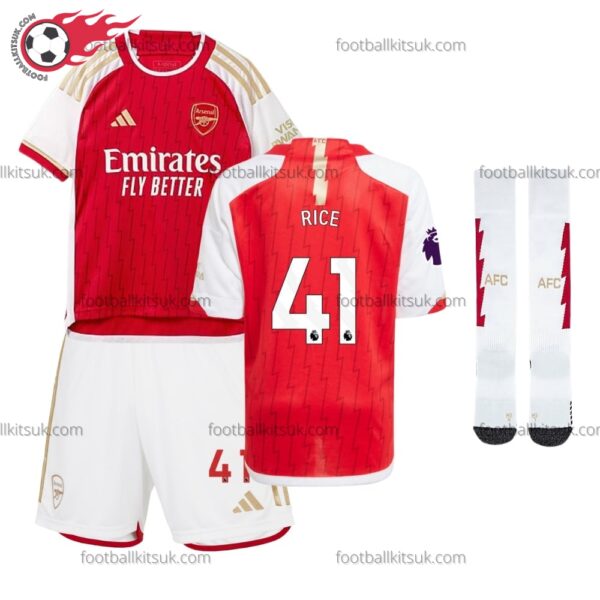 Arsenal Rice 41 Home 23/24 Kid Football Kits UK