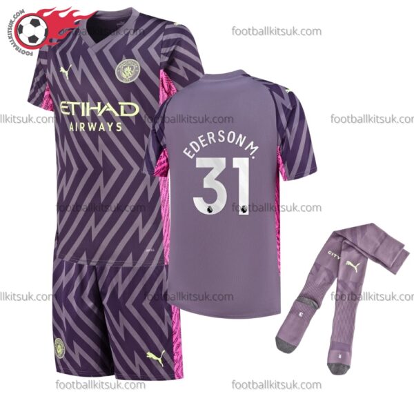 Man City Ederson M 31 Goalkeeper Purple 23/24 Kid Football Kits