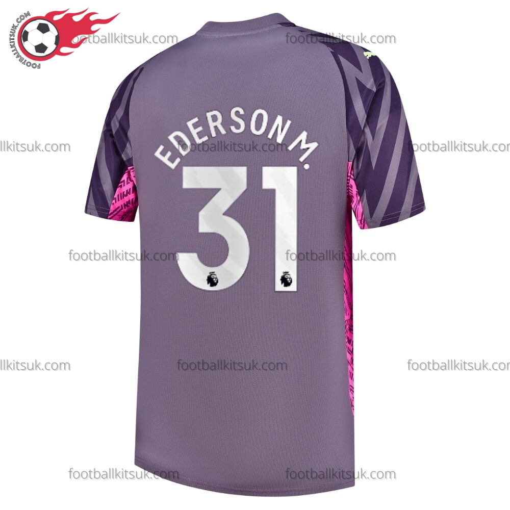 Man City Ederson M 31 Goalkeeper Purple 23/24 Kid Football Kits