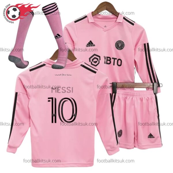 Inter Miami Messi 10 Pink Long Sleeve 23/24 Kid Football Kits UK