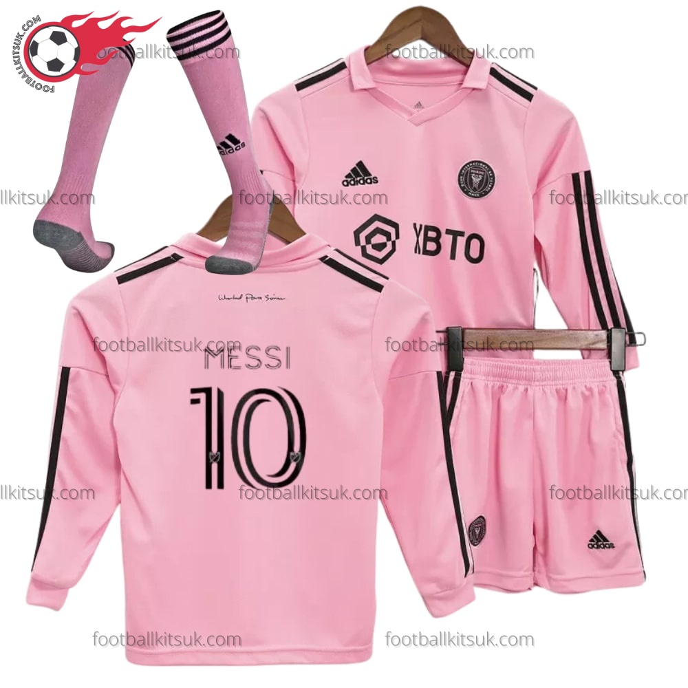 Inter Miami Messi 10 Pink Long Sleeve 23/24 Kid Football Kits UK