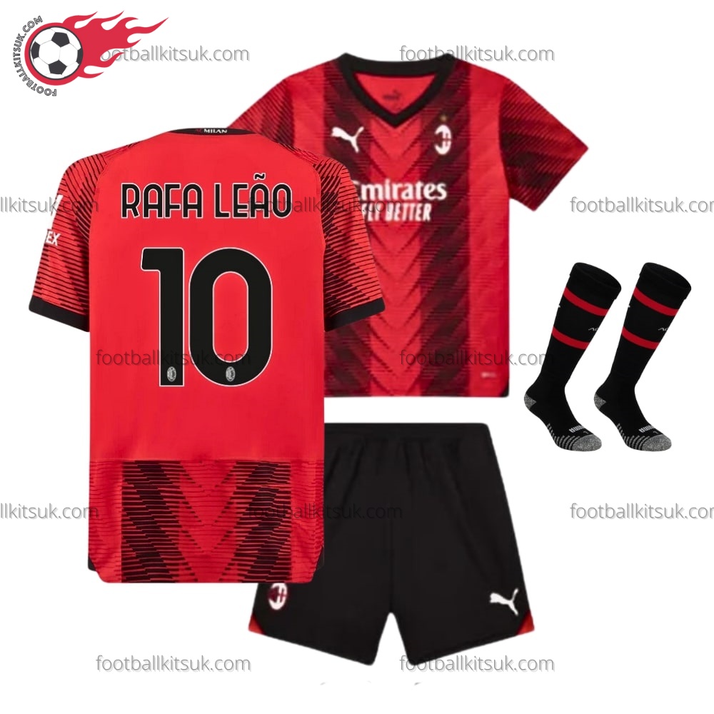 AC Milan Rafa Leao 10 Home 23/24 Kid Football Kits UK