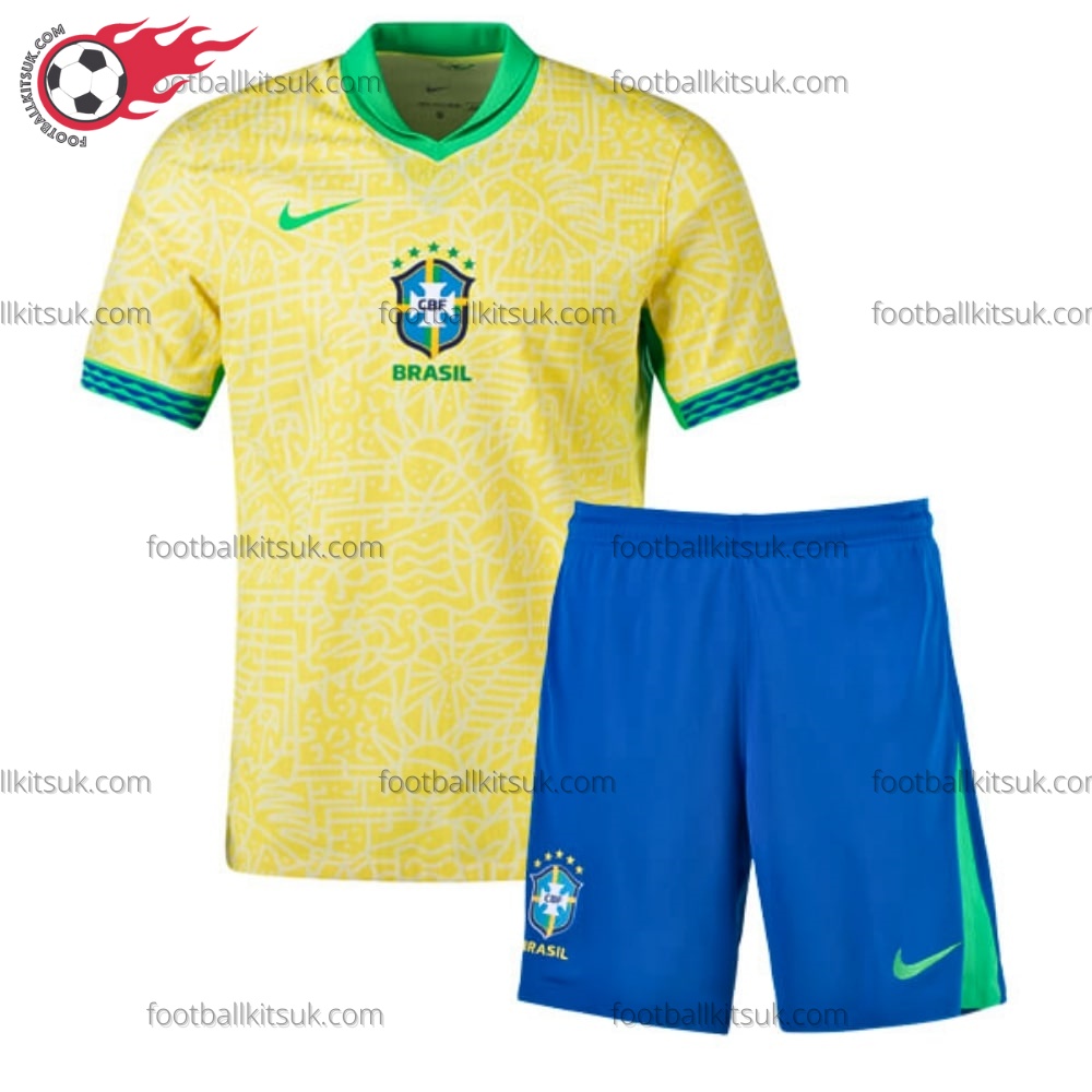 Brazil Home 2024 Kid Football Kits UK