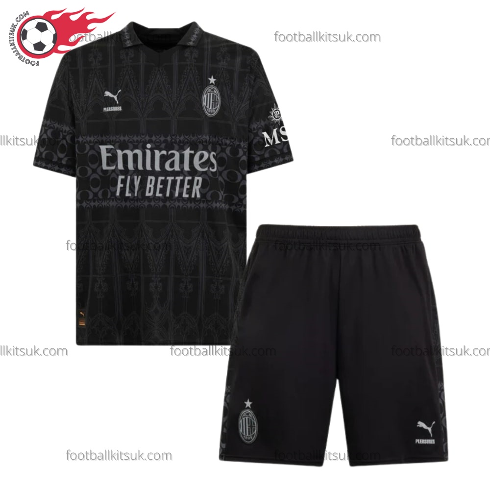 AC Milan Fourth Dark 23/24 Kid Football Kits UK