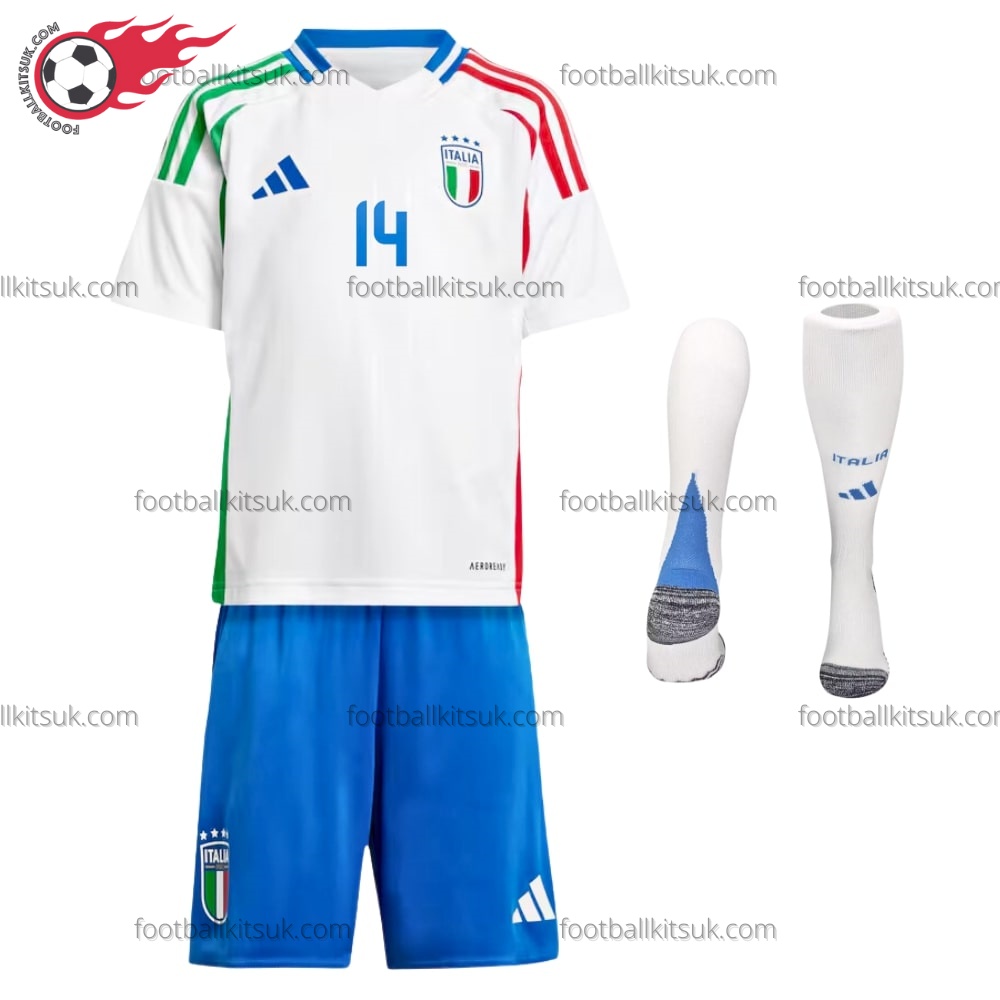 Italy Chiesa 14 Away 2024 Kid Football Kits UK