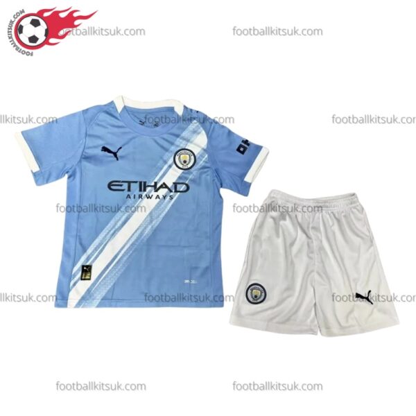 Manchester City Home 25/26 Kid Football Kits UK Front View